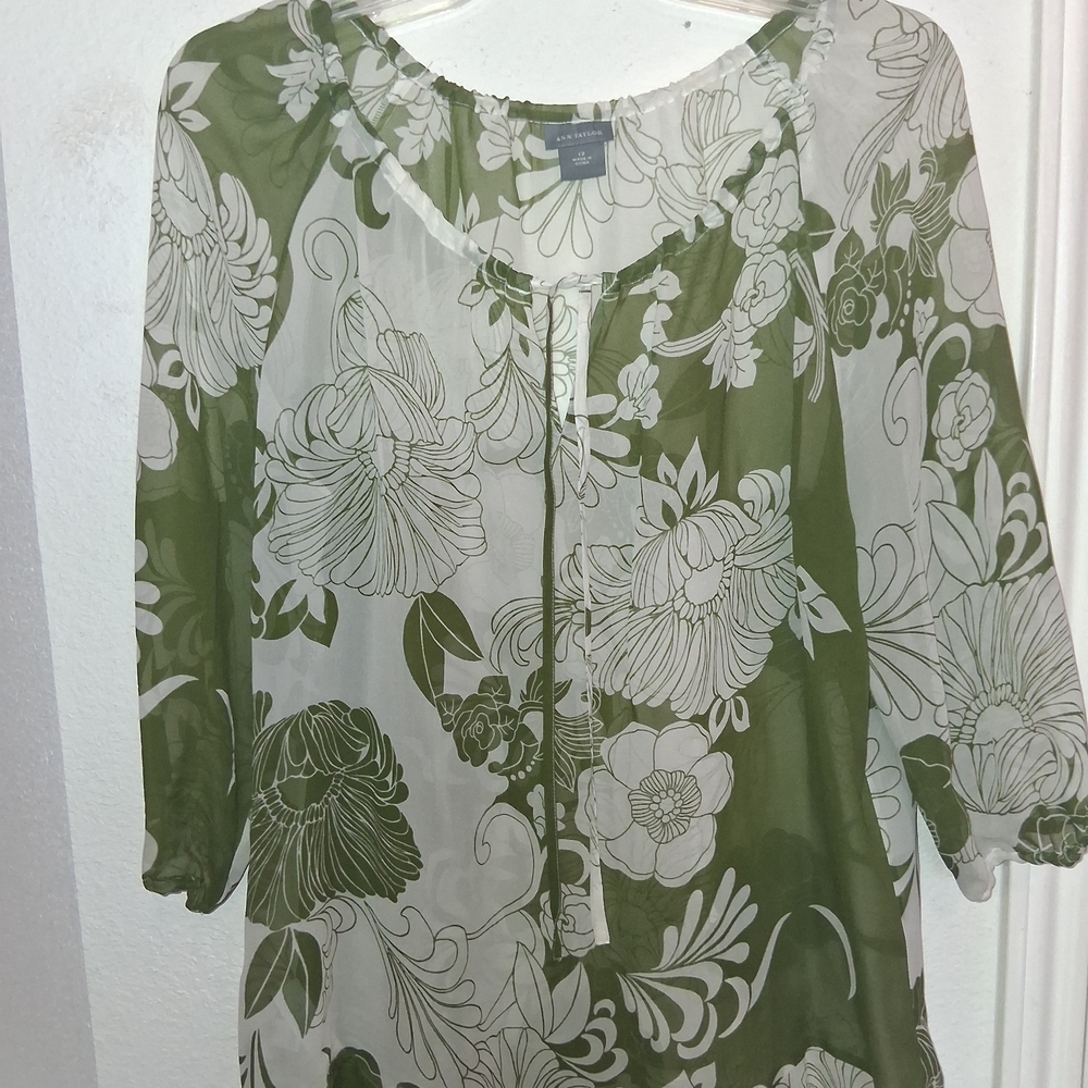 Floral Green Sheer Women's Top